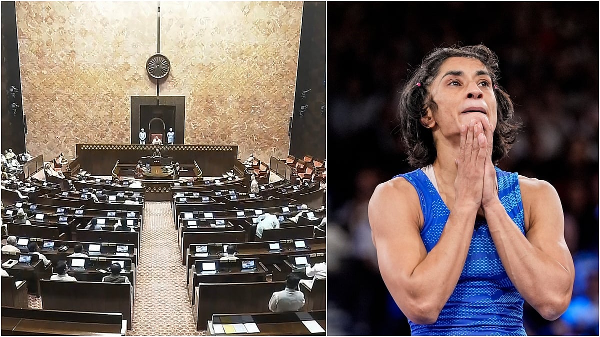 Oppn walks out of Rajya Sabha over refusal of its demand to discuss Phogat's disqualification |  - PTI